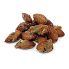 Almonds with visible seeds on a white background